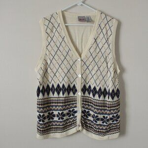 Cream Argyle Sweater Vest